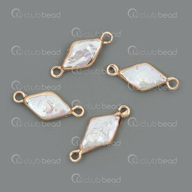 1114-0992-4 - Fresh Water Pearl Link 20x8.5mm Diamond Shape Gold Edge with 1.5mm loops 4pcs 1114-0992-4,Links connectors,Pearls-Shell,montreal, quebec, canada, beads, wholesale