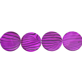 *1114-1101-08 - Fresh Water Shell Bead Round With Stripes 30MM Fuchsia 16'' String *1114-1101-08,Beads,Shell,Animal Pattern,Bead,Natural,Fresh Water Shell,30MM,Round,Round,With Stripes,Fuchsia,China,16'' String,montreal, quebec, canada, beads, wholesale