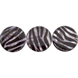 *1114-1103-14 - Fresh Water Shell Bead Round 20MM Zebra Black/White 16'' String *1114-1103-14,montreal, quebec, canada, beads, wholesale