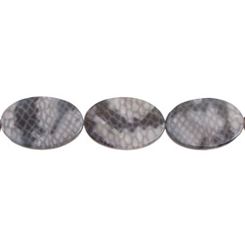 *1114-1105-38 - Fresh Water Shell Bead Flat Oval 20X30MM Snake Grey 16'' String *1114-1105-38,Beads,Shell,Animal Pattern,montreal, quebec, canada, beads, wholesale