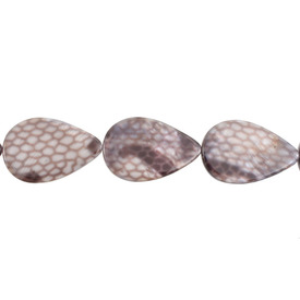 *1114-1121-38 - Fresh Water Shell Bead Drop 20X30MM Snake Grey 16\'\' String *1114-1121-38,Beads,Shell,Animal Pattern,montreal, quebec, canada, beads, wholesale