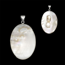 *1114-1200 - Lake Shell Pendant Oval With Bail App. 30X45MM 1pc *1114-1200,Pendant,Natural,Lake Shell,App. 30X45MM,Oval,With Bail,China,1pc,montreal, quebec, canada, beads, wholesale