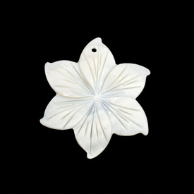 *1114-1301-12 - Lake Shell Pendant Flower Six Petals 50MM White 1pc *1114-1301-12,montreal, quebec, canada, beads, wholesale