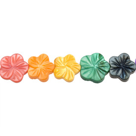 1114-1304-MIX - Lake Shell Bead Flower Five Petals 12MM Mix 16'' String 1114-1304-MIX,montreal, quebec, canada, beads, wholesale