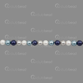 1114-5801-0424 - Shell Pearl Bead Stellaris Round 4mm White-Navy-Blue-Silver (approx. 98pcs) 15.5'' String 1114-5801-0424,Beads,Plastic,montreal, quebec, canada, beads, wholesale