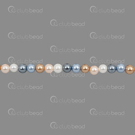 1114-5801-0428 - Bille Perle de Coquillage Stellaris Rond 4mm Blanc-Bleu Fonce-Bleu-Or Corde 15.5po (approx. 98pcs) 1114-5801-0428,Billes,montreal, quebec, canada, beads, wholesale