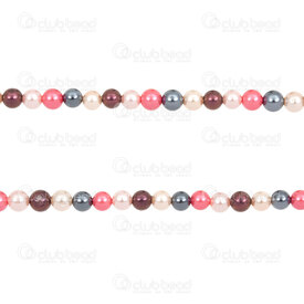 1114-5801-0434 - Bille Perle de Coquillage Stellaris Rond 4mm Fushia-Rose-Aubergine-Hematite Corde 15.5po (approx. 98pcs) 1114-5801-0434,Billes,Coquillage,Perles Stellaris,montreal, quebec, canada, beads, wholesale