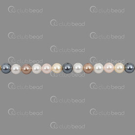 1114-5801-0620 - Bille Perle de Coquillage Stellaris Rond 6mm Blanc-Rose-Bronze-Paon Trou 0.5mm Corde 15.5po (approx. 65pcs) 1114-5801-0620,Billes,montreal, quebec, canada, beads, wholesale