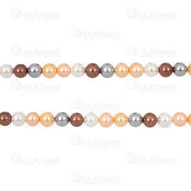 1114-5801-0636 - Bille Perle de Coquillage Stellaris Rond 6mm Argent-Blanc-Rose-Cuivre Corde Trou 0.8mm 15 Pouces (env65pcs) 1114-5801-0636,coquillage stellaris,montreal, quebec, canada, beads, wholesale
