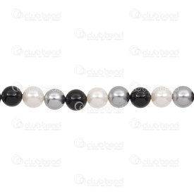 1114-5801-0810 - Shell Pearl Bead Stellaris Round 8mm Black/White/Silver 15.5'' String (app46pcs) 1114-5801-0810,Beads,Shell,Round,8MM,Bead,Stellaris,Natural,Shell Pearl,8MM,Round,Round,Mix,Black/White/Silver,China,montreal, quebec, canada, beads, wholesale
