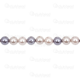 1114-5801-0814 - Bille Perle de Coquillage Stellaris Rond 8mm Argent/Blanc/Rose Corde 15,5 Pouces (env46pcs) 1114-5801-0814,Billes,montreal, quebec, canada, beads, wholesale