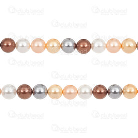 1114-5801-0836 - Bille Perle de Coquillage Stellaris Rond 8mm Argent-Blanc-Rose-Cuivre Corde 15,5 Pouces (env46pcs) 1114-5801-0836,1114-5801-0,montreal, quebec, canada, beads, wholesale