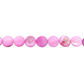 *1114-9912-104 - Shell Bead Round Flat 14MM Pink App. 14'' String  Limited Quantity! *1114-9912-104,Bead,Natural,Shell,14MM,Round,Round,Flat,Pink,Pink,China,Dollar Bead,App. 14'' String,Limited Quantity!,montreal, quebec, canada, beads, wholesale