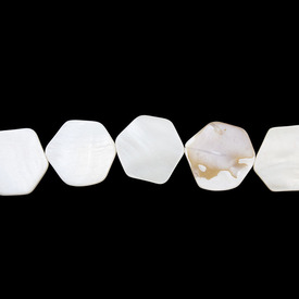 *1114-9912-56 - Shell Bead Hexagone Flat 20MM Natural App. 15'' String  Limited Quantity! *1114-9912-56,Beads,Shell,Lake shell,Hexagone,Bead,Natural,Shell,20MM,Polygon,Hexagone,Flat,White,Natural,China,montreal, quebec, canada, beads, wholesale