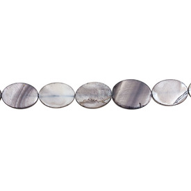 *1114-9912-58 - Shell Bead Oval Flat 13X18MM Light Grey App. 15'' String  Limited Quantity! *1114-9912-58,Beads,Shell,Lake shell,montreal, quebec, canada, beads, wholesale