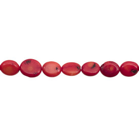 1115-02136 - Bille Corail Bambou Oval Plat App. 10x12mm Rouge Corde de 16 Pouces 1115-02136,montreal, quebec, canada, beads, wholesale