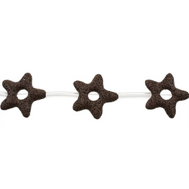 *1115-7946-02 - Volcanic Stone Bead Starfish Donut 35MM Brown 16'' String *1115-7946-02,Bead,Volcanic Stone,35MM,Star,Starfish,Donut,Brown,Brown,China,16'' String,montreal, quebec, canada, beads, wholesale