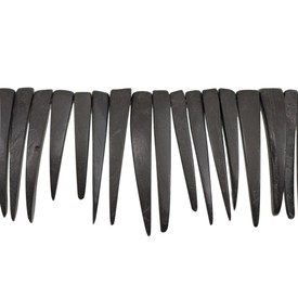 *1116-0202-BLK - Coconut Bead Tooth 2'' Black Side Drilled 16'' String *1116-0202-BLK,Bead,Wood,Coconut,2'',Free Form,Tooth,Black,Black,Side Drilled,China,16'' String,montreal, quebec, canada, beads, wholesale