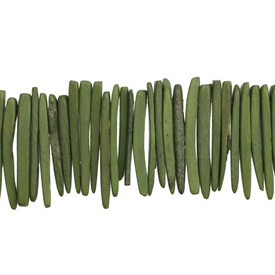 *1116-0222-04 - Coconut Bead Tooth 1'' Green 16'' String Philippines *1116-0222-04,Beads,Nuts,Bead,Wood,Coconut,1'',Free Form,Tooth,Green,Green,Philippines,16'' String,montreal, quebec, canada, beads, wholesale