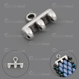 1117-0378-12SL - Metal Connector Rozos III 8x12x4mm for Superduo Antique Silver Plated 5pcs Greece 1117-0378-12SL,Findings,montreal, quebec, canada, beads, wholesale
