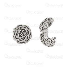 1118-0510-WH - Stopper Bead European Style Round Engraved Rose 10mm Nickel Large Hole 5pcs 1118-0510-WH,montreal, quebec, canada, beads, wholesale