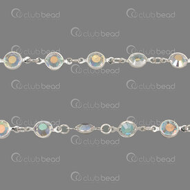 1122-5801-01-2M - Stellaris Metal Crystal Link Channel Style Chain Silver Plated 6mm Crystal AB 2m 1122-5801-01-2M,Chains,Other,montreal, quebec, canada, beads, wholesale