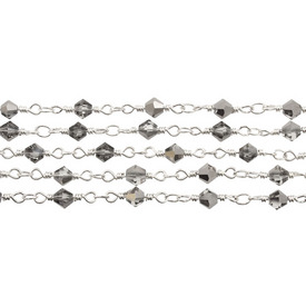 *1122-5830-40 - DISC Stellaris Metal Chain Silver Plated 4mm Bicone Bead Crystal Comet Argent 1m *1122-5830-40,montreal, quebec, canada, beads, wholesale