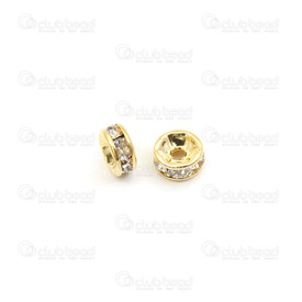 1190-0232-GL - Rhinestone Bead Rondelle Straight Edge 6mm Crystal Gold 1.2mm Hole 20pcs 1190-0232-GL,Findings,Spacers,Rhinestones,6mm,Bead,Glass,Rhinestone,6mm,Round,Rondelle,Straight Edge,Crystal,Gold,1.2mm Hole,montreal, quebec, canada, beads, wholesale