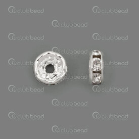 1190-0232-SL - Rhinestone Bead Rondelle Straight Edge 6mm Crystal Silver 1.2mm Hole 20pcs 1190-0232-SL,Findings,Spacers,Rhinestone,Bead,Glass,Rhinestone,6mm,Round,Rondelle,Fancy Edge,Mixed Color Crystal,Silver,1.2mm Hole,20pcs,montreal, quebec, canada, beads, wholesale
