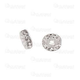 1190-02342-WH - Rhineston Rondelle Bead Straight Edge 10mm nickel with crystal stone 20 pcs 1190-02342-WH,Findings,Spacers,Rhinestones,montreal, quebec, canada, beads, wholesale