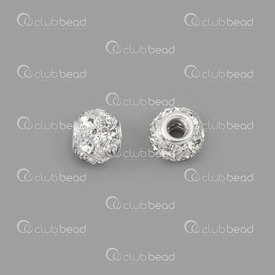 1190-0322-12WH - Metal Bead 12mm Rhineston nickel with 5mm big hole 5pcs 1190-0322-12WH,1190-0,montreal, quebec, canada, beads, wholesale