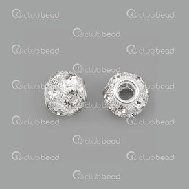 1190-0322-14WH - Metal Bead 14mm Rhineston nickel with 6mm big hole 5pcs 1190-0322-14WH,1190-0,montreal, quebec, canada, beads, wholesale