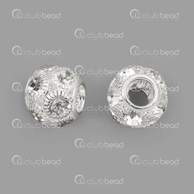 1190-0322-18WH - Metal Bead 18mm Rhineston nickel with 8mm big hole 5pcs 1190-0322-18WH,1190-0,montreal, quebec, canada, beads, wholesale