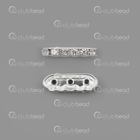 1190-0512-SL - Rhinestone Bead Silver Spacer 21X7 MM , 6 Crystal 3 Holes 20pcs 1190-0512-SL,Beads,Rhinestones,montreal, quebec, canada, beads, wholesale
