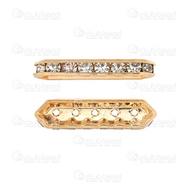 1190-0514-GL - Rhinestone Bead Gold Spacer 34.5X9 MM , 8 Crystal 5 Holes 10pcs 1190-0514-GL,Findings,Spacers,montreal, quebec, canada, beads, wholesale