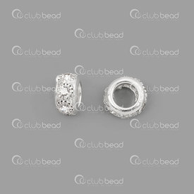 1190-0515-10WH - Metal Bead Spacer Round With Crystal Clear Rhinestones 10x5.5mm Silver 6mm Hole 10pcs 1190-0515-10WH,Findings,Spacers,Rhinestones,Bead,Spacer,Metal,Metal,10x5.5mm,Round,Round,With Crystal Clear Rhinestones,Grey,Silver,6mm Hole,montreal, quebec, canada, beads, wholesale