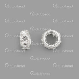 1190-0515-12WH - Metal Bead Spacer Round With Crystal Clear Rhinestones 12x6mm Silver 8mm Hole 10pcs 1190-0515-12WH,Beads,Round,10pcs,Bead,Spacer,Metal,Metal,12x6mm,Round,Round,With Crystal Clear Rhinestones,Grey,Silver,8mm Hole,montreal, quebec, canada, beads, wholesale