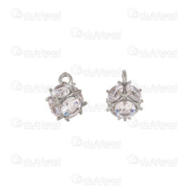 1190-5101-08 - Metal charm fancy cube 8mm Nickel with high quality cubic zirconia crystal clear 5pcs 1190-5101-08,montreal, quebec, canada, beads, wholesale