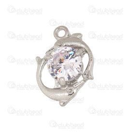 1190-5102 - Metal charm Dolphan 13x14mm Nickel with high quality cubic zirconia crystal clear 5pcs 1190-5102,Charms,Metal,montreal, quebec, canada, beads, wholesale