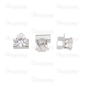 1190-5109-06 - Metal tube bead flat cord 6x4mm Nickel with high quality cubic zirconia 8mm crystal clear 10pcs 1190-5109-06,Charms,Metal,montreal, quebec, canada, beads, wholesale
