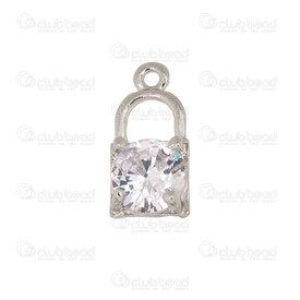 1190-5112 - Metal charm Key lock 13.5x8mm Nickel with rhinestone crystal clear 5pcs 1190-5112,Charms,With Crystal,montreal, quebec, canada, beads, wholesale