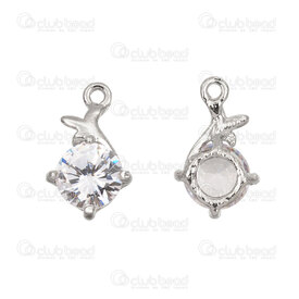 1190-5118 - Metal charm drop 12x10mm with high quality cubic zirconia 9mm round Nickel 10pcs 1190-5118,Charms,With Crystal,montreal, quebec, canada, beads, wholesale