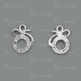 1190-5128 - Metal Charm ribbon and circle 16x14mm with rhinestone Nickel 10pcs 1190-5128,Charms,montreal, quebec, canada, beads, wholesale