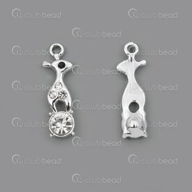 1190-5130 - Metal Charm rabbit 21x8mm with rhinestone Nickel 10pcs 1190-5130,Charms,With Crystal,montreal, quebec, canada, beads, wholesale