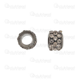 1190-5203-08BK - Metal Bead 3 rows rhinestone 7x8.5mm Crystal Jet font 10pcs 1190-5203-08BK,montreal, quebec, canada, beads, wholesale