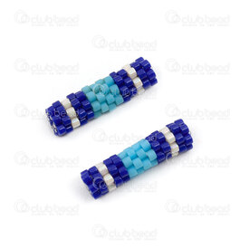 1411-2403-02 - Miyuki Bille Tube Bleu-Blanc 20x5mm Motif Ligne avec Trou 1.5mm 2pcs 1411-2403-02,1411,montreal, quebec, canada, beads, wholesale