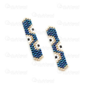 1411-5000-02 - Miyuki Component Stripe 40.5x7x2mm Evil Eye Design Metallic Blue-White-Gold without loop 2pcs 1411-5000-02,design.com,montreal, quebec, canada, beads, wholesale