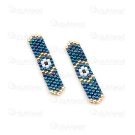 1411-5001-02 - Miyuki Component Stripe 32x6.5x2mm Evil Eye Design Metallic Blue-White-Gold without loop 2pcs 1411-5001-02,design.com,montreal, quebec, canada, beads, wholesale