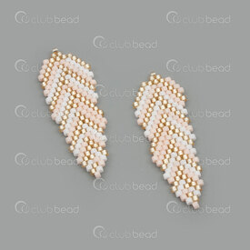 1411-5010 - Miyuki Component Leaf Pink-Gold-White 41x14x2mm without loop 2pcs 1411-5010,Weaving,Miyuki woven elements,montreal, quebec, canada, beads, wholesale