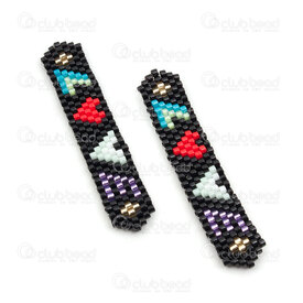 1411-5016 - Miyuki Component Stripe "Love" Multicolor 51x9x2mm without loop 2pcs 1411-5016,Weaving,Miyuki woven elements,montreal, quebec, canada, beads, wholesale